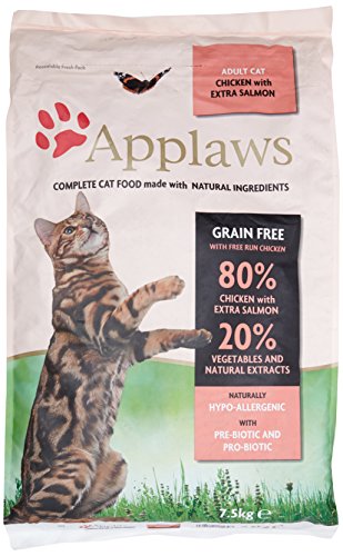 Applaws Katze Erwachsene, Huhn mit Extra Lachs, Trockenfutter, 1er Pack (1 x 7.5 kg)
