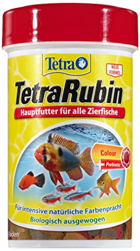 TetraRubin Hauptfutter (für Zierfische, für intensive Farbenpracht mit natürlichen Farbverstärkern, plus Präbiotika für verbesserte Körperfunktionen und Futterverwertung), 100 ml Dose