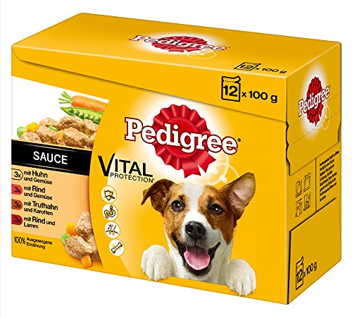 Pedigree Hundefutter in Sauce, 48 Beutel (4 x 12 x 100 g)