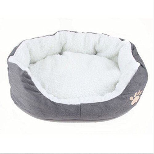 Tianhong Hunde- oder Katzenbettchen, rund oder oval, aus Fleece, kleine Größe S Ash