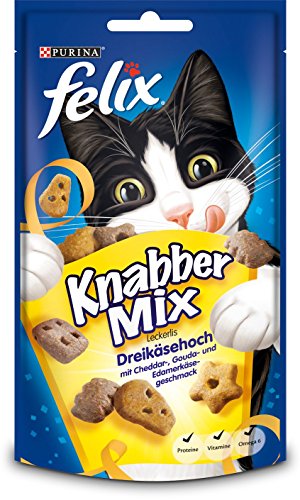 Felix Knabber Mix Katzensnack Dreikäsehoch, 8er Pack (8 x 60 g)