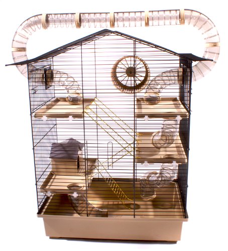 XXL Nagerkäfig Hamsterkäfig Mäusekäfig Haus inklusive gigantischem Röhrensystem beige schwarz