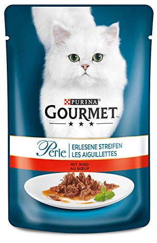 Purina GOURMET Perle: Katzennassfutter, hochwertiges Katzenfutter für ausgewachsene Katzen, 24er Pack (24 x 85 g Beutel)