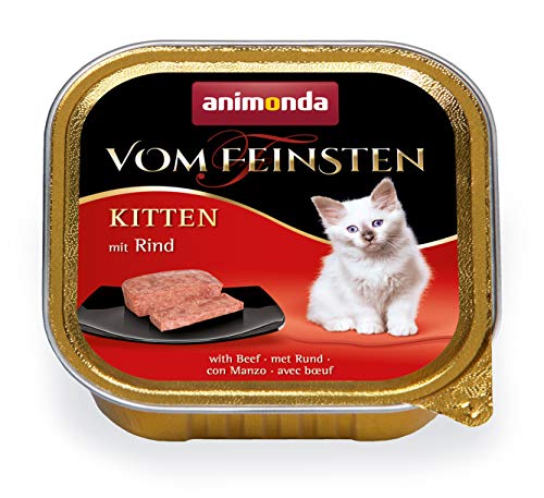 animonda Vom Feinsten Kitten, Nassfutter für wachsende Katzen im ersten Lebensjahr,  mit Rind, 32 x 100 g